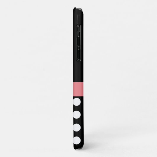 Rosa Schwarz-weiße Polka Dot Monogramm Case-Mate iPhone Hülle (Hinten/Links)