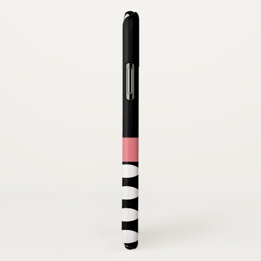 Rosa Schwarz-weiße Polka Dot Monogramm Case-Mate iPhone Hülle (Hinten/Rechts)