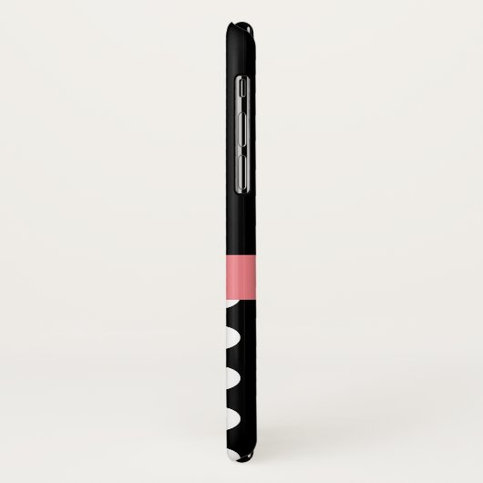 Rosa Schwarz-weiße Polka Dot Monogramm Case-Mate iPhone Hülle (Hinten/Links)