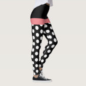 Rosa Schwarz-weiße Polka Dot Monogramm Leggings (Rechts)