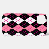 Rosa Schwarz-weiße Raute Diamantdesign Case-Mate iPhone Hülle (Rückseite (Horizontal))