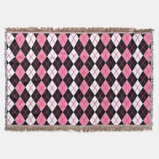 Rosa Schwarz-weiße Raute Diamantdesign Decke (Vorderseite)