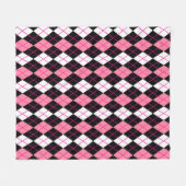 Rosa Schwarz-weiße Raute Diamantdesign Fleecedecke (Vorderseite (Horizontal))