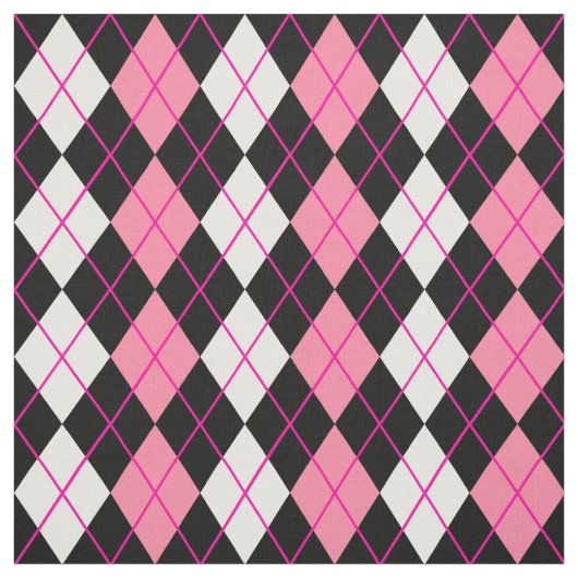 Rosa Schwarz-weiße Raute Diamantdesign Stoff (Muster)