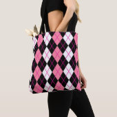 Rosa Schwarz-weiße Raute Diamantdesign Tasche (Von Nahem)