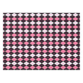 Rosa Schwarz-weiße Raute Diamantdesign Tischdecke (Vorderseite (Horizontal))