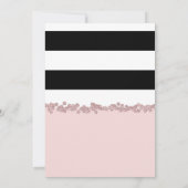 Rosa Schwarz-weiße Rose Gold SWEET 16 Party Einladung (Rückseite)