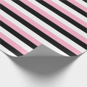 Rosa Schwarz-weiße Streifen Geschenkpapier (Ecke)