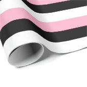 Rosa Schwarz-weiße Streifen Geschenkpapier (Rolleneckpunkt)