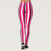 Rosa Schwarz-weiße vertikale Streifen Leggings (Rückseite)