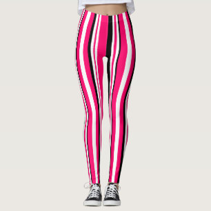 Rosa Schwarz-weiße vertikale Streifen Leggings