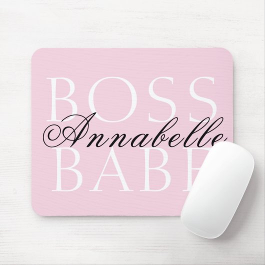 Rosa Schwarz-weißer Skriptname Boss Babe Mousepad (Mit Mouse)