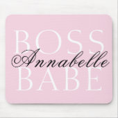 Rosa Schwarz-weißer Skriptname Boss Babe Mousepad (Vorne)