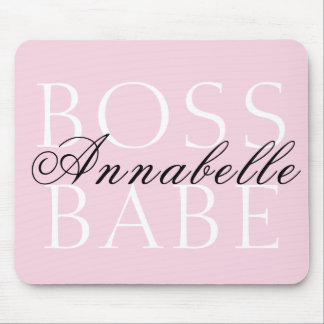 Rosa Schwarz-weißer Skriptname Boss Babe Mousepad