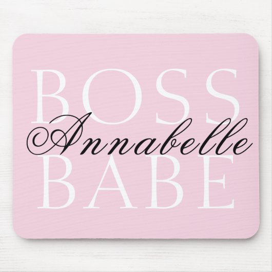 Rosa Schwarz-weißer Skriptname Boss Babe Mousepad (Vorne)