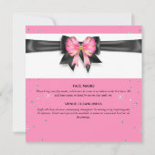 Rosa Schwarz-weißer Streifen Glitzer Einladung (Rückseite)