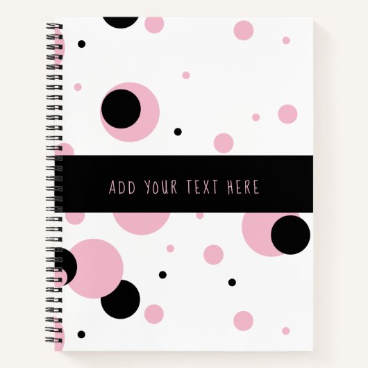 Rosa Schwarz-weißes Abstraktes Polka Dot-Muster Notizblock (Vorderseite)