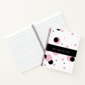Rosa Schwarz-weißes Abstraktes Polka Dot-Muster Notizblock (Innenseite)