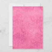 Rosa Schwarz-weißes Blumendamast-Brautparty Einladung (Rückseite)