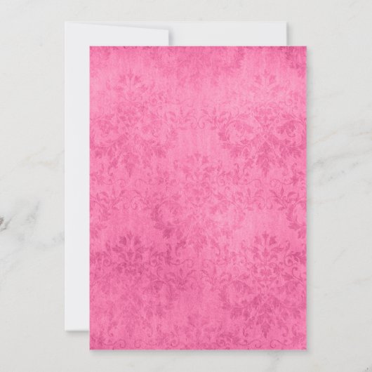 Rosa Schwarz-weißes Blumendamast-Brautparty Einladung (Rückseite)