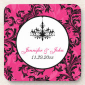 Rosa Schwarz-weißes Chandelier Scroll Untersetzer  (Vorderseite)