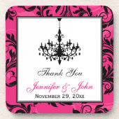 Rosa Schwarz-weißes Chandelier Scroll Untersetzer  (Vorderseite)