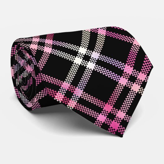 Rosa Schwarz-weißes Kariertes Muster Krawatte (Gerollt)