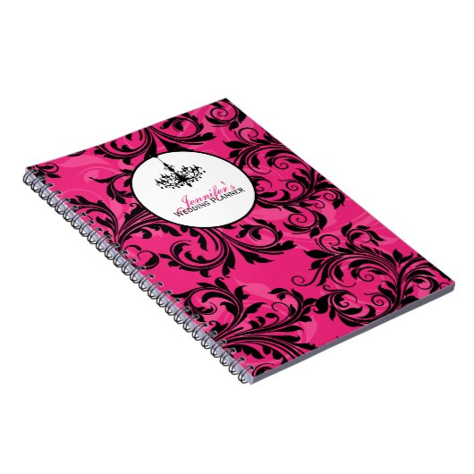 Rosa Schwarz-weißes Kronleuchter-Scroll-Notebook Notizblock (Rechte Seite)
