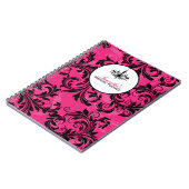 Rosa Schwarz-weißes Kronleuchter-Scroll-Notebook Notizblock (Linke Seite)