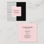 Rosa Schwarz-weißes und elegantes Viereck Quadratische Visitenkarte (Vorne/Hinten)