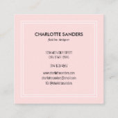 Rosa Schwarz-weißes und elegantes Viereck Quadratische Visitenkarte (Rückseite)