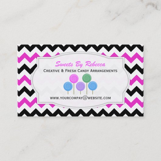 Rosa, Schwarz-Zickzack Muster: Visitenkarte (Vorderseite)