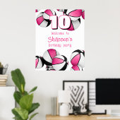 Rosa schwarze Basketball Mädchen Geburtstagsparty Poster (Heimbüro)