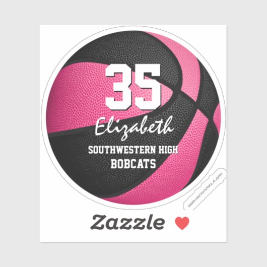 Rosa schwarze Basketball-Mannschaft wählt Mädchen Aufkleber (Blatt)