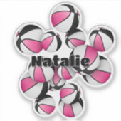 Rosa schwarze Basketball mit Spielername Aufkleber (Vorderseite)