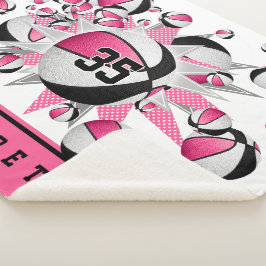 Rosa schwarze Basketball-Stars Mädchensportraum Sherpadecke