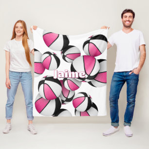 Rosa schwarze Basketballmannschaft Farben Sportdek Fleecedecke