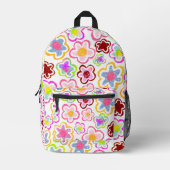 Rosa Schwarze Blume HandGezeichnet Muster Blumenmu Bedruckter Rucksack (Vorderseite)