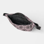 Rosa Schwarze Blume Nahtloses Muster Bauchtasche (Offen)