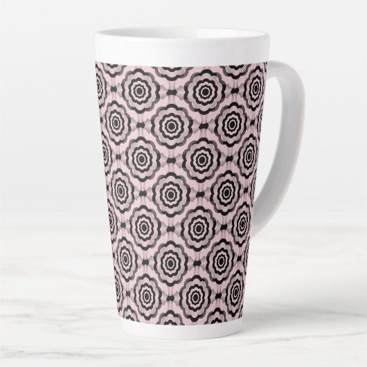 Rosa Schwarze Blume Nahtloses Muster Milchtasse (Rechte Ecke)
