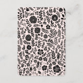 Rosa | Schwarze Blumenzettel Begleitkarte (Rückseite)