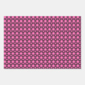 Rosa-schwarze Büffel-Herz-Karopapier Geschenkpapier Set (Vorderseite)