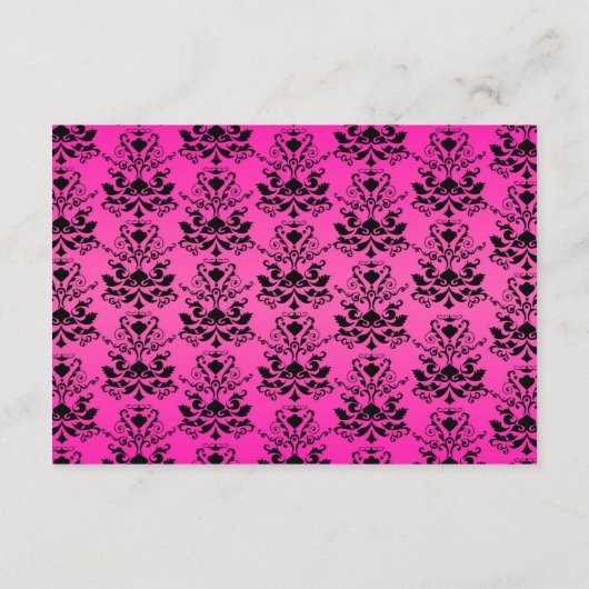Rosa-schwarze Damaske-Hochzeitskarte für den Empfa Begleitkarte (Rückseite)