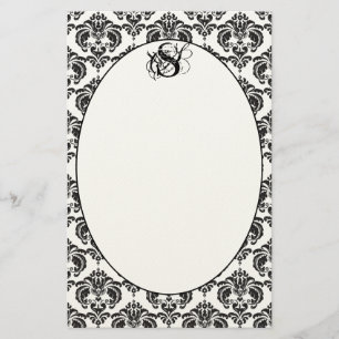 rosa, schwarze Damaskus, Monogramm Gerecycelt Papi Briefpapier