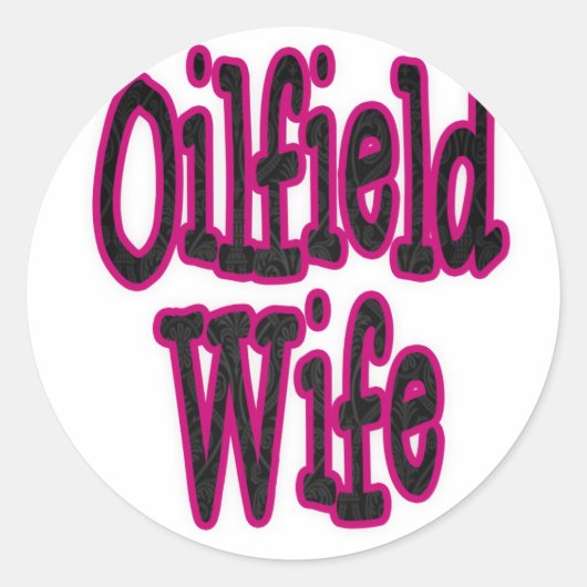 Rosa/schwarze Damaskus-Ölfeld-Ehefrau Runder Aufkleber (Vorderseite)
