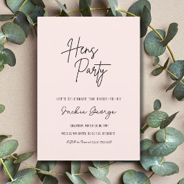 Rosa Schwarze Einfache Hühner Party Einladung