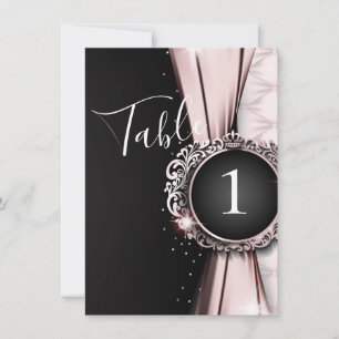 Rosa & Schwarze Elegante Luxus-Hochzeit Tischnumme Einladung