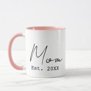 Rosa Schwarze Elegante Schrift Neue Mutter Gegründ Tasse