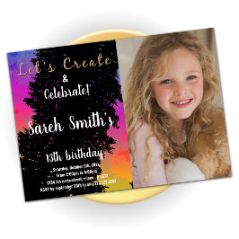 Rosa schwarze Farbtöne zum Geburtstag mit Foto Einladung