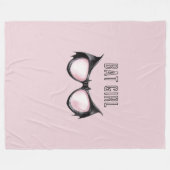 Rosa schwarze Fledermaus-Mädchen-Brille Fleecedecke (Vorderseite (Horizontal))